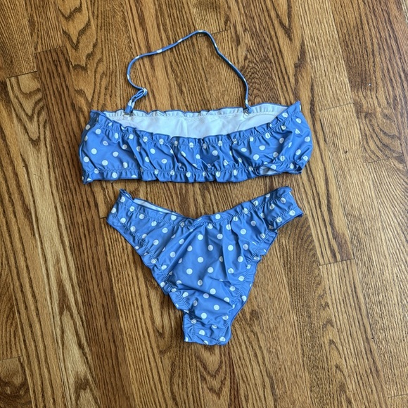 Periwinkle and white polkadot halter bikini - Picture 3 of 3